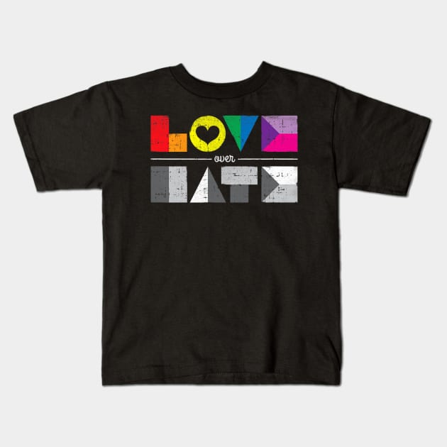 Love Over Hate Lgbt Geometric Rainbow Equality Kids T-Shirt by hony.white